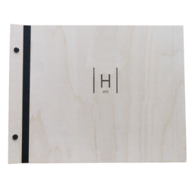 BOEK HOUT MET BOEKSCHROEVEN EN LEER